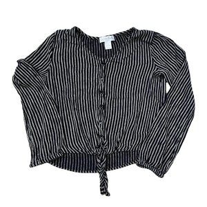 Girl's White Fawn Tie Striped Crop Top Size L